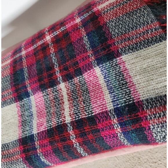 Fuchsia Pink Multi Color Oversized Square Scarf Wrap - Picture 3 of 8